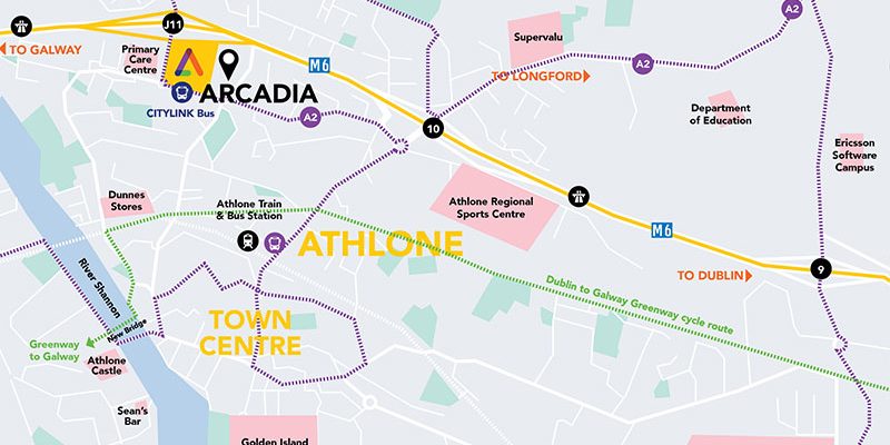 map of location of offices on the market in Arcadia Athlone
